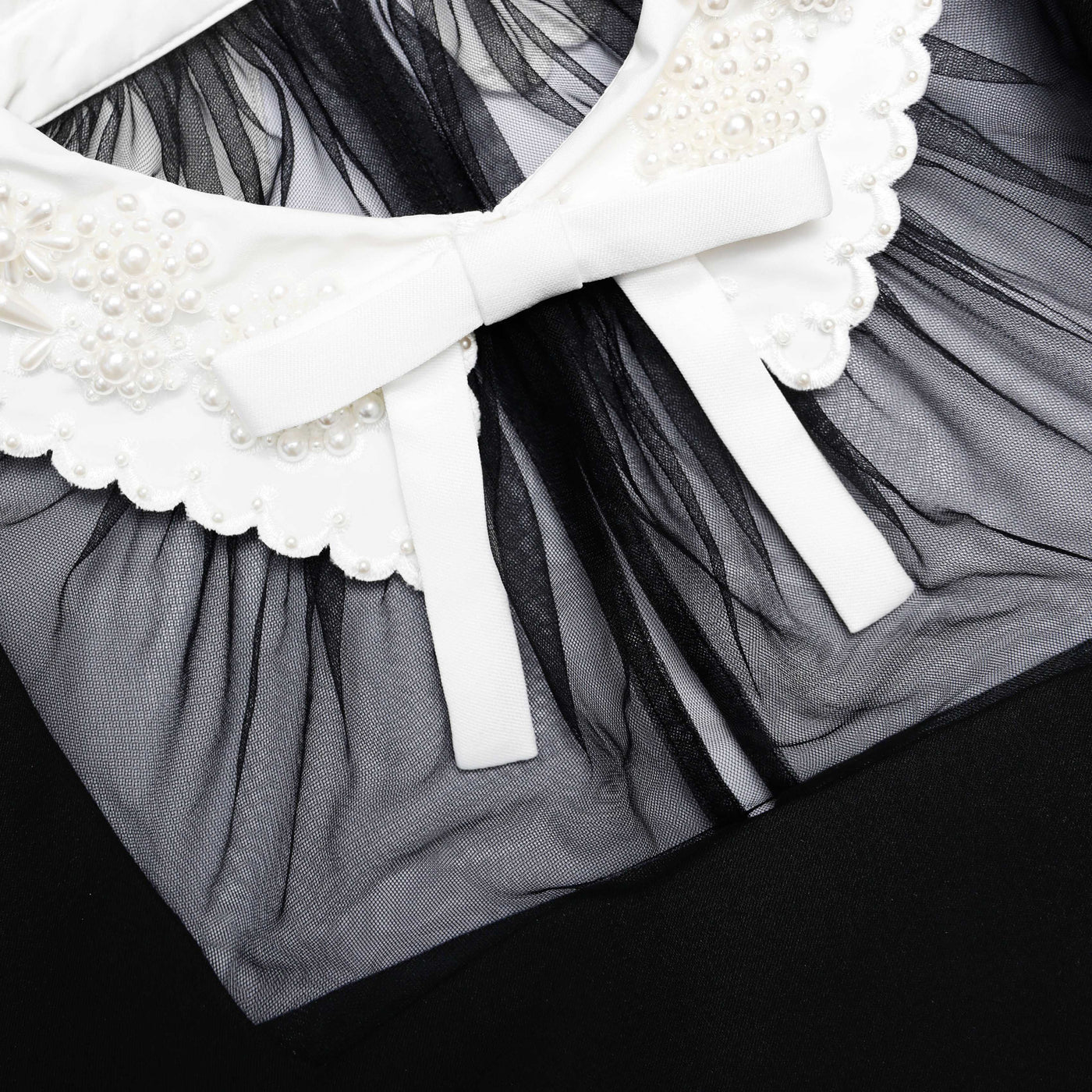 SP Black Crepe Bow Collar Mini Dress