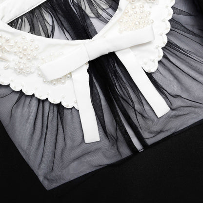 SP Black Crepe Bow Collar Mini Dress