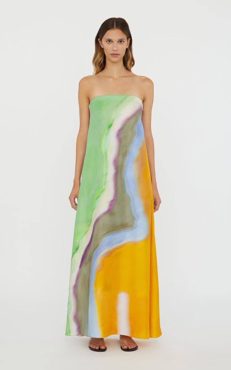 CE Aura Silk Strapless Maxi Dress