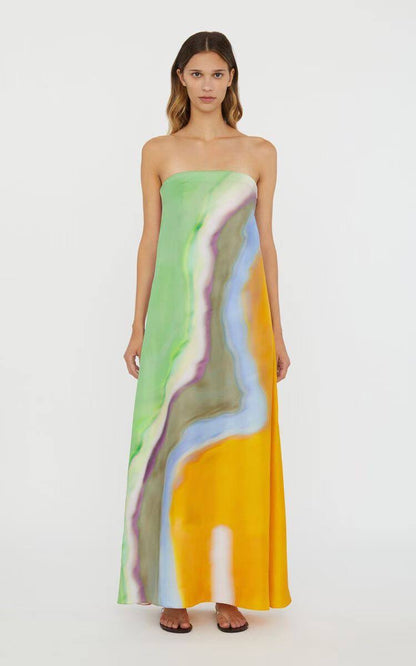 CE Aura Silk Strapless Maxi Dress