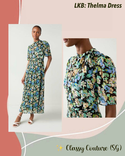 LKB Thelma Tie-Neck Viscose Midi Dress