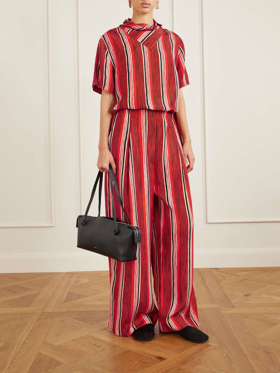 PS Amira Silk Shirt | Drawstring Pants | Striped Set