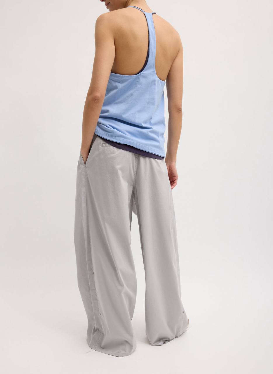 TB Garment Dyed Silky Cotton Triple Pleat Pant in Washed Khaki-Grey