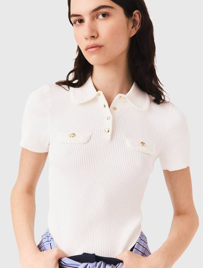 MJ Short Sleeve Polo Knit Shirt with Pockets
