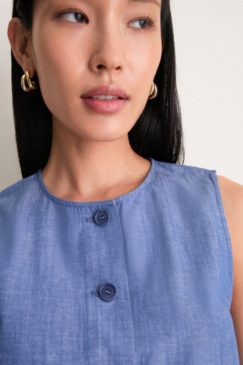 AA Godet Tank | Short Bari Short in Chambray