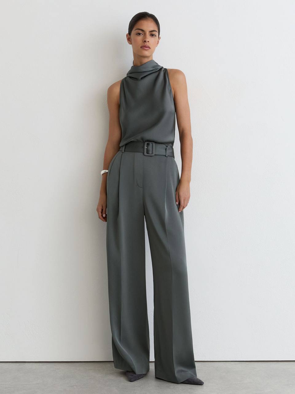 RS Erica Satin Cowl-Neck Wide-Leg Jumpsuit