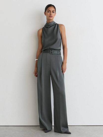 RS Erica Satin Cowl-Neck Wide-Leg Jumpsuit