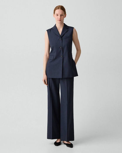 TH Vented Vest | Relaxed Double-Breasted Blazer | Flared Pull-On Skirt in City Twill