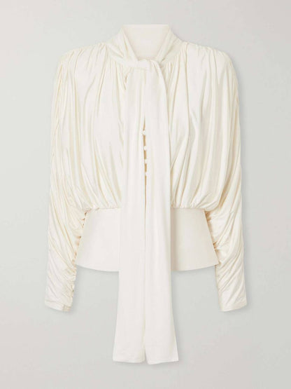 SP Tie-Detailed Stretch Jersey Blouse