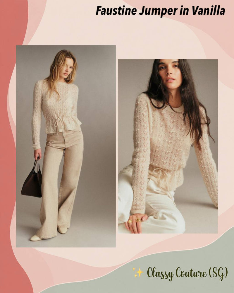 Faustine Sheer Alpaca-wool blend Drawstring Jumper Sweater Top