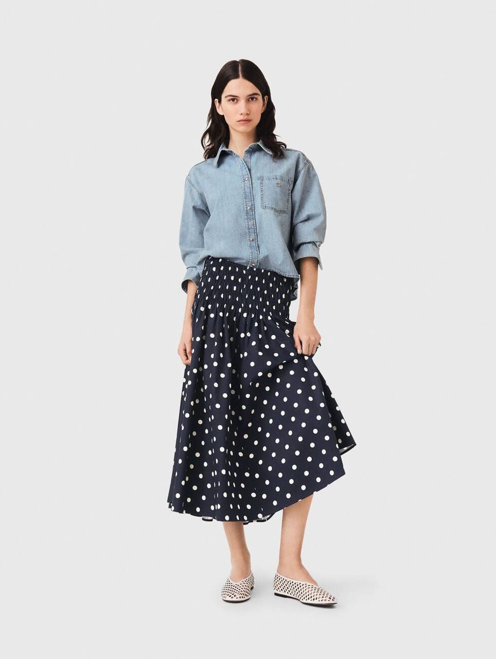 MJ Long Cotton Polka Dot Skirt