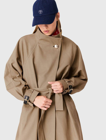 MJ Long Belted Trench-coat With Gold Buttons