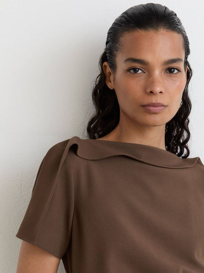 RS Hilary Ruched-Detail Boat-Neck Midi Dress