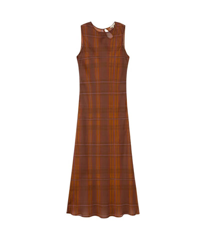 SL Sheer Chiffon Rasa Midi Dress in Root Plaid | Cornflower Floral