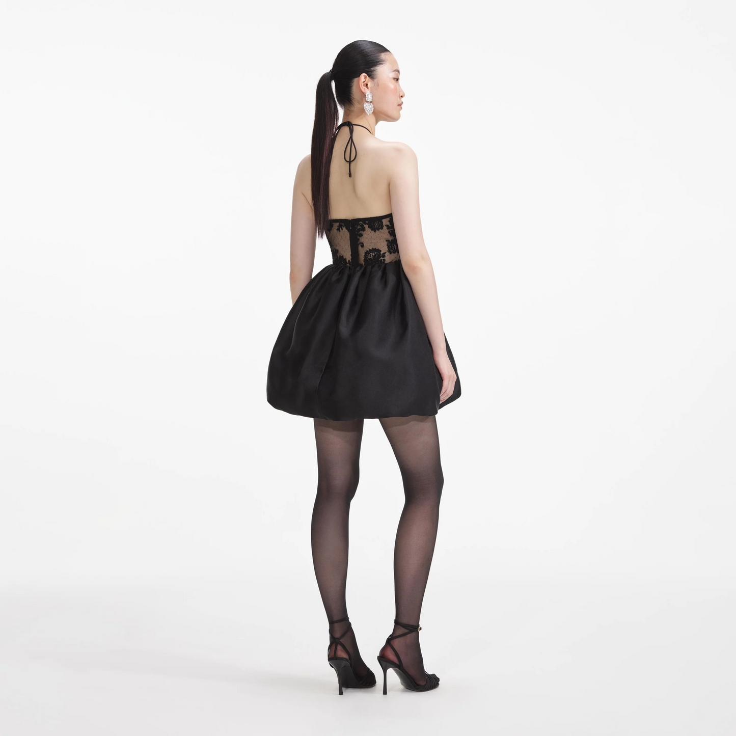 SP Black Taffeta Halterneck Mini Dress