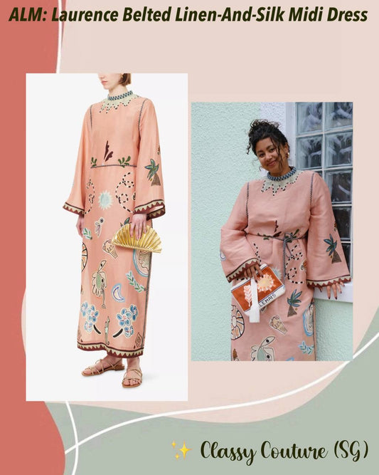 ALM Laurence Belted Linen-Silk Midi Dress