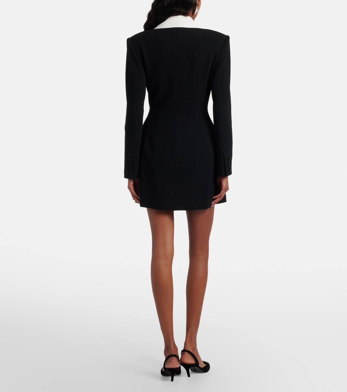 Black Tailored Double-breasted Contrast Collar Blazer Mini Dress