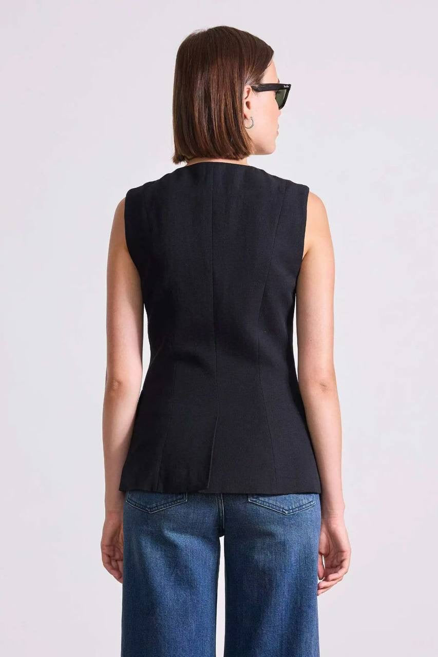 AA Button Up Vest Top | Asma V-neck Jacket | Linen-Cotton set