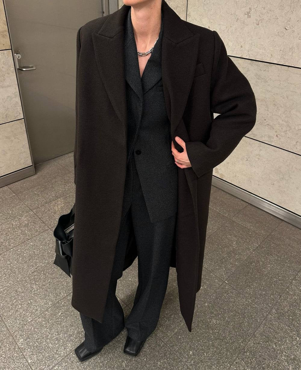 HL Raye Wool Long Coat in Black & Brown