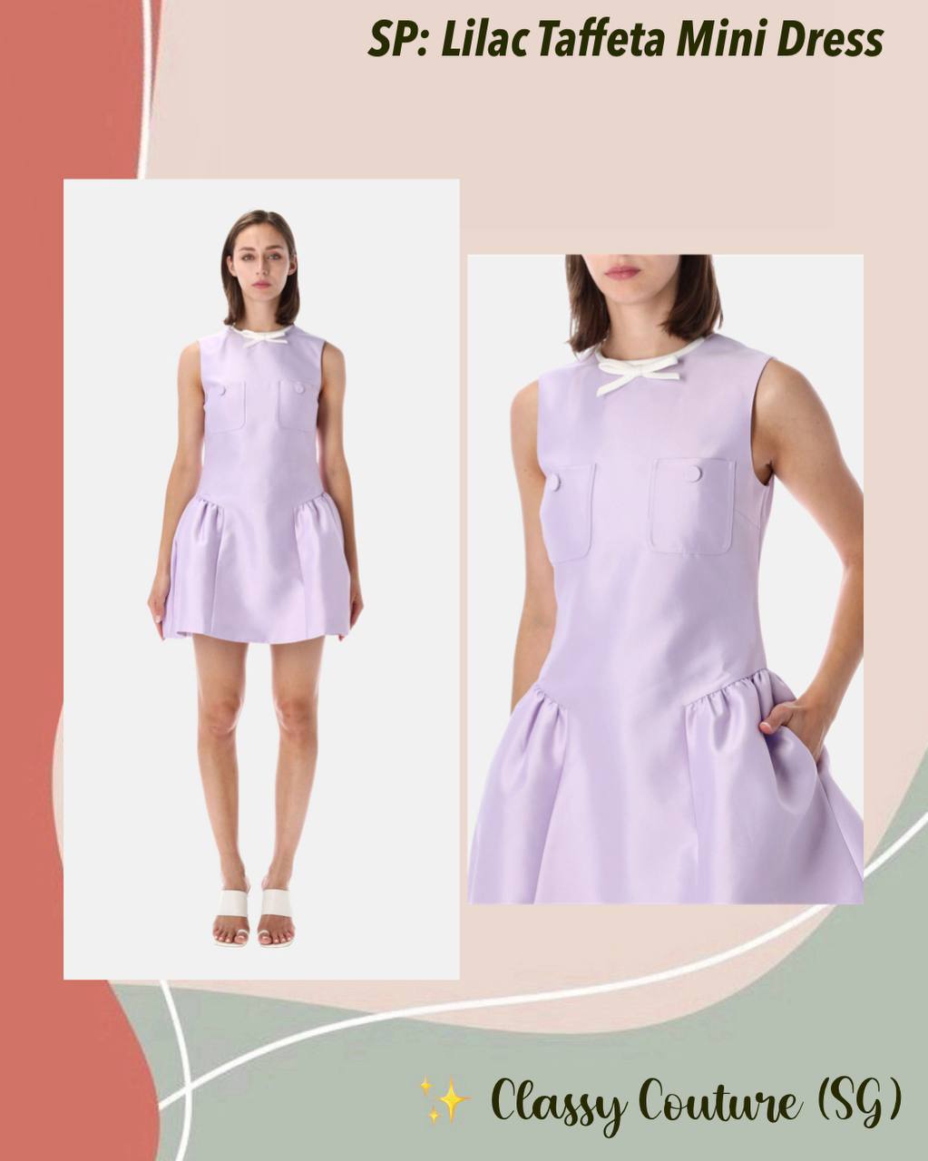 SP Lilac Purple Taffeta Contrast Bow Flared Mini Dress