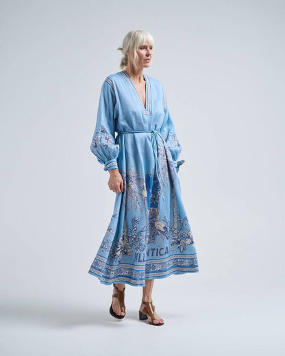 ALM Villa Romantica Holiday Linen-viscose Midi Dress