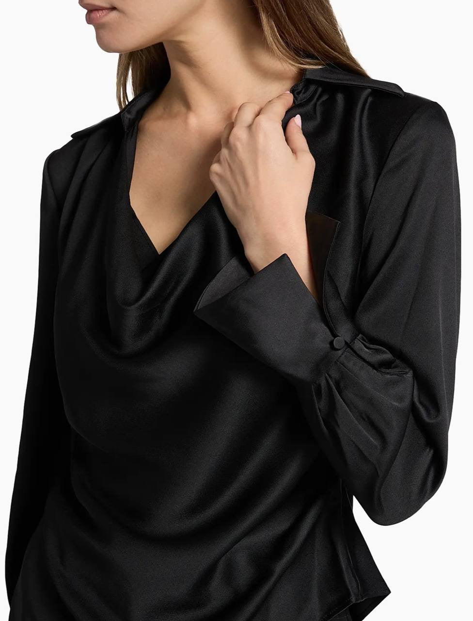 SK Symone Satin Cowl Neck Top