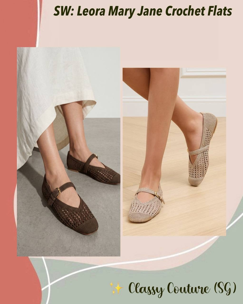 SW Leora Woven Crochet Mary Jane Ballet Flats