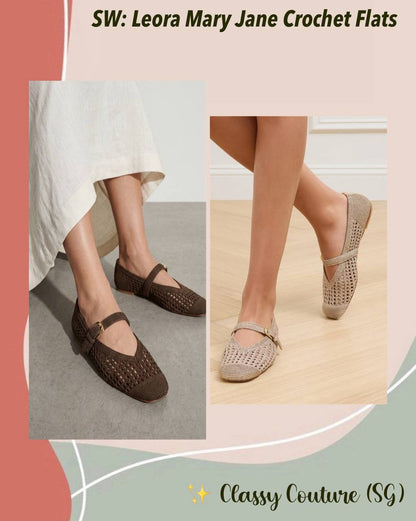 SW Leora Woven Crochet Mary Jane Ballet Flats