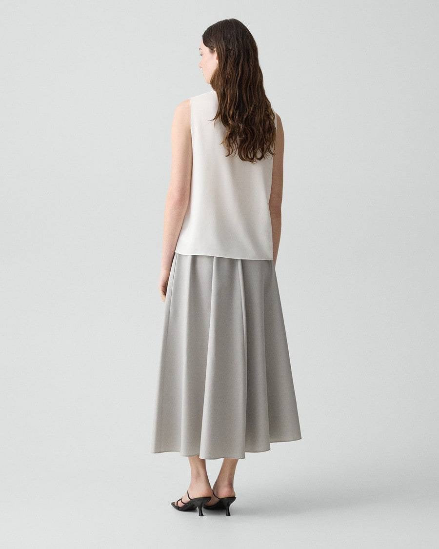 TH Vented Vest | Relaxed Double-Breasted Blazer | Flared Pull-On Skirt in City Twill