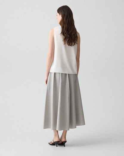 TH Vented Vest | Relaxed Double-Breasted Blazer | Flared Pull-On Skirt in City Twill