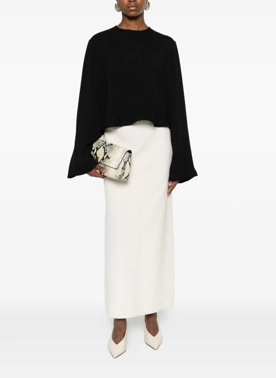 Tot Boxy Satin Viscose Long Sleeve Top