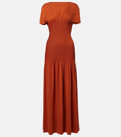 TOT Knife Pleated Viscose Maxi Dress