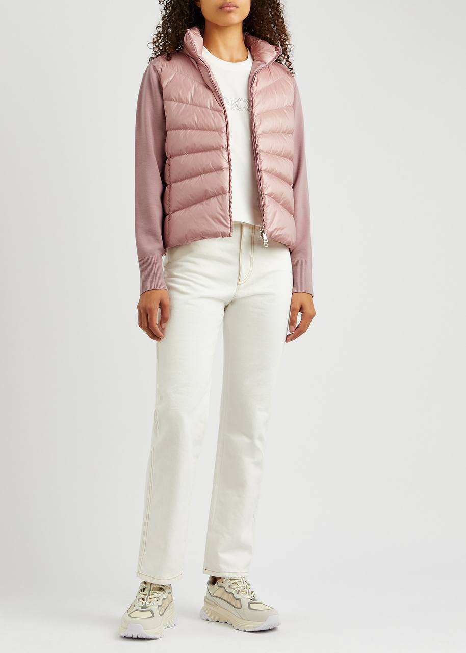 MC Quilted Puffer Jacket with Knit Sleeves