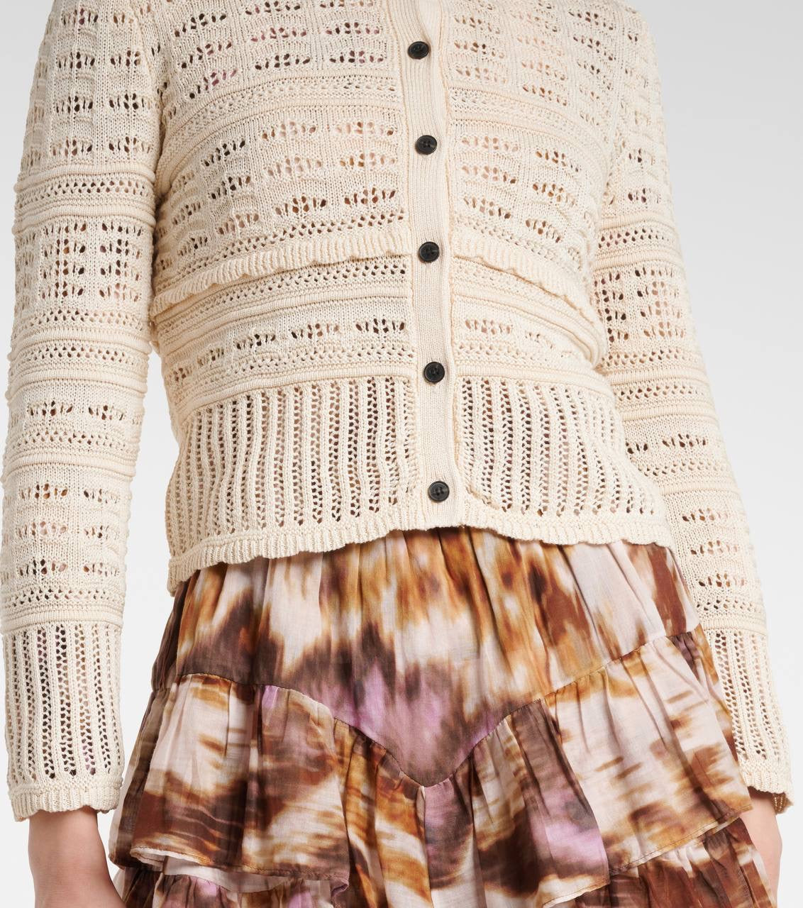 IM Ajaline Mixed Pointelle Cotton Cardigan