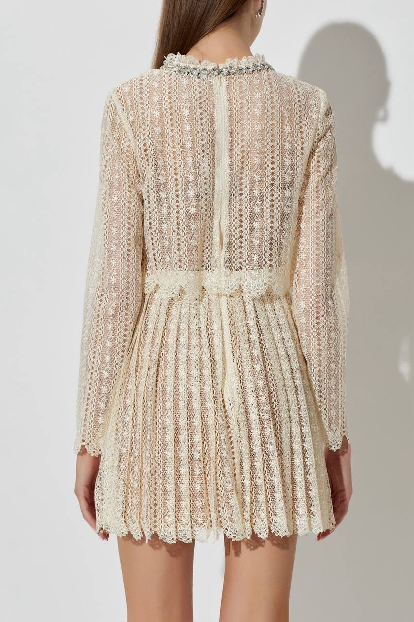 SP Cream Organza Lace Mini Dress