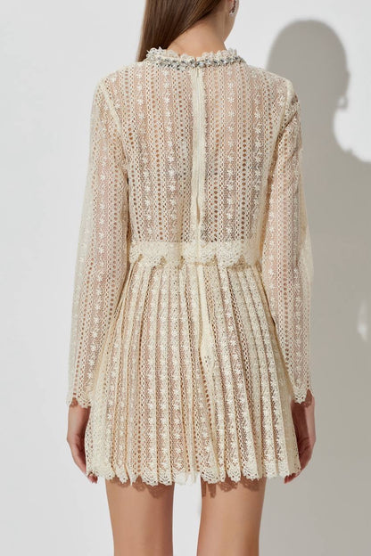 SP Cream Organza Lace Mini Dress