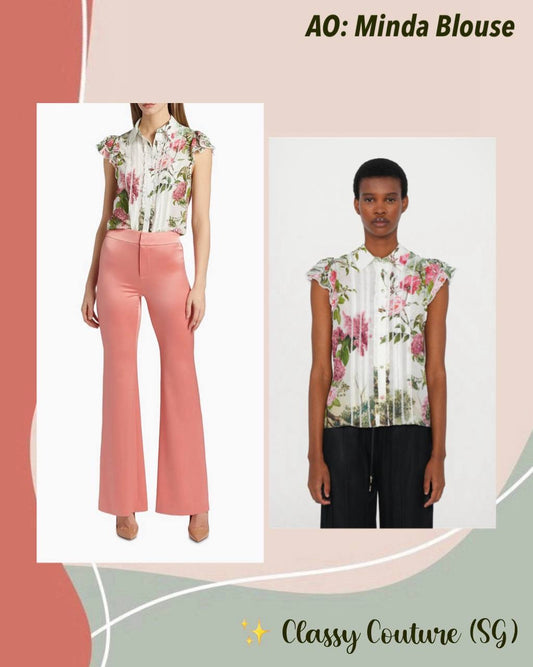 AO Minda Silk Flutter Sleeve Blouse Top