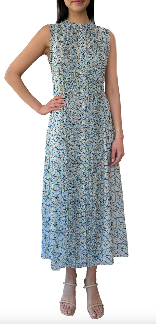 UJ Claudine Ruffled Silk Midi Dress