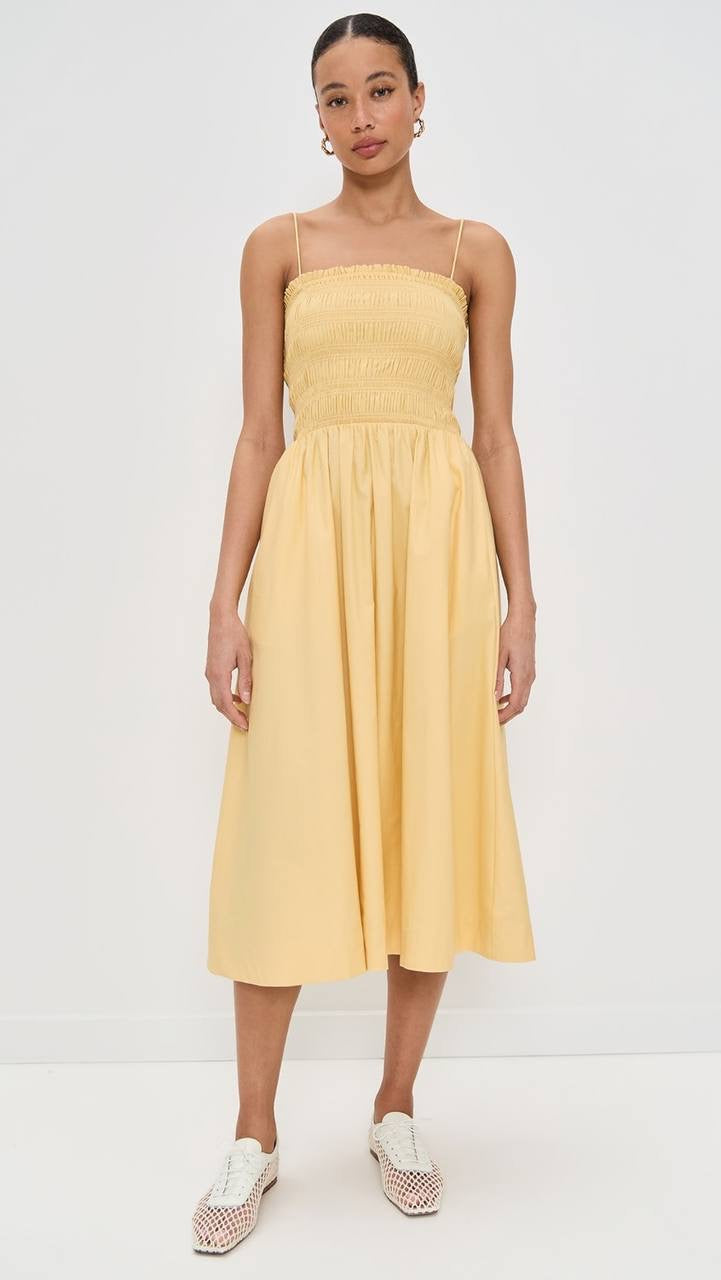 Ref Kerrie Smocked Cotton Midi Dress
