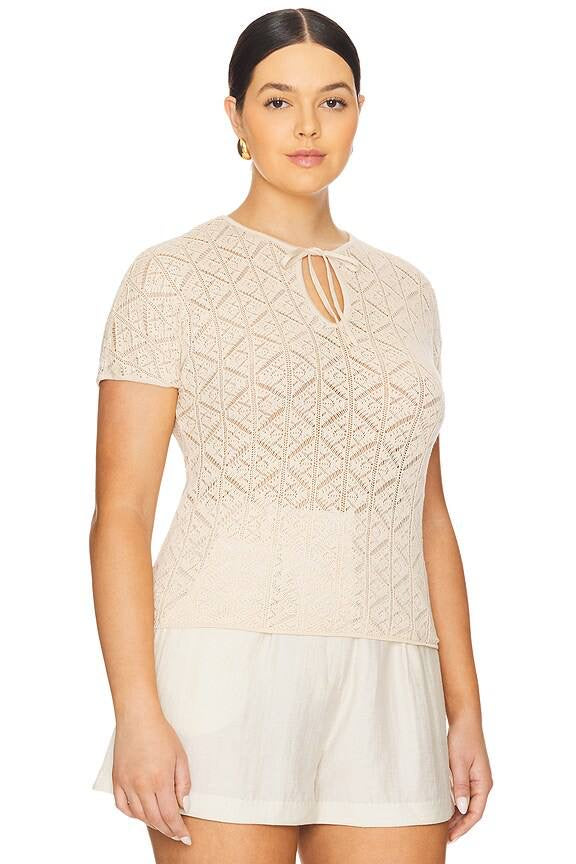 LA Tillie Cotton-blend Open-knit Top