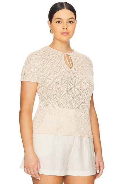 LA Tillie Cotton-blend Open-knit Top