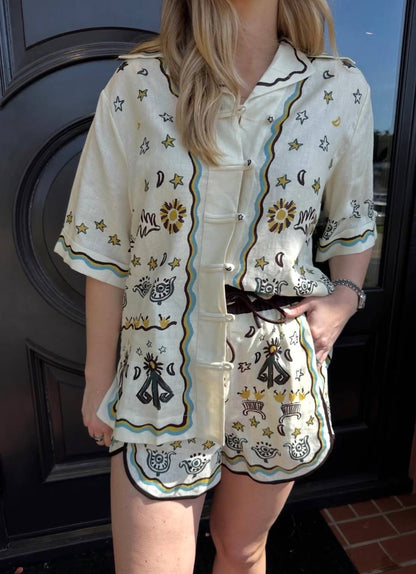 ALM Antionette Linen Shirt | Sun Shorts | Set