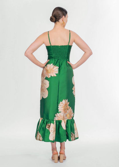ALM Sage Printed Satin Midi Dress