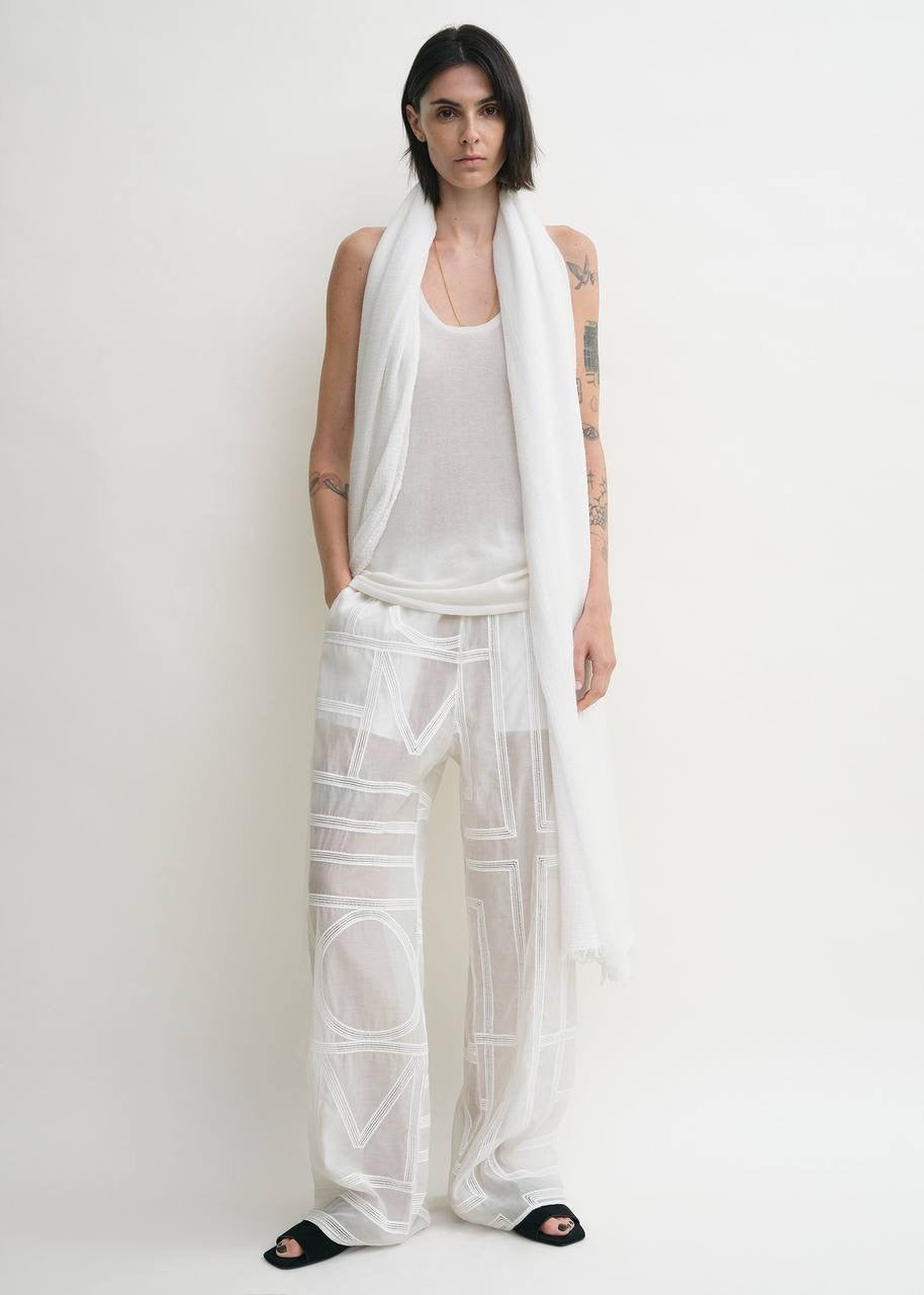 TOT Monogram Embroidered Classic Shirt | Summer PJ Bottoms Pant | Silk-Cotton Set