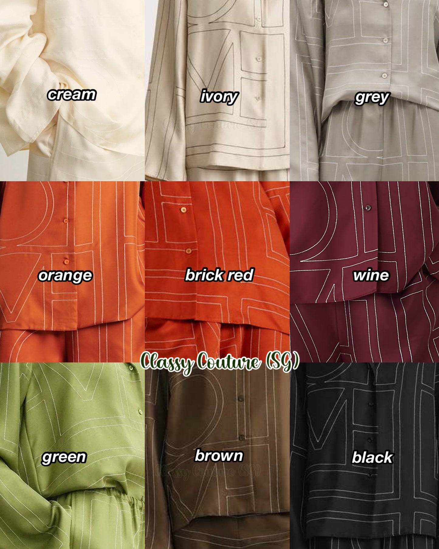 9 Colors! (PART 1/2) Tot Monogram Silk PJ Shirt Top | Shorts | Pants | Embroidered Set