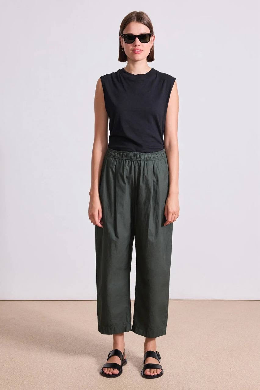 AA Spa Pleat Cotton Smock-waist Jogger Pants