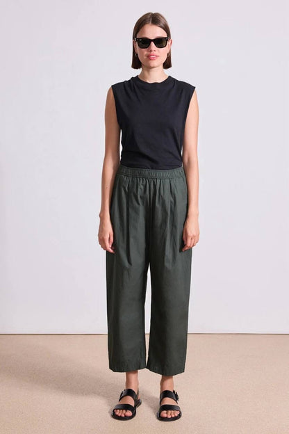 AA Spa Pleat Cotton Smock-waist Jogger Pants
