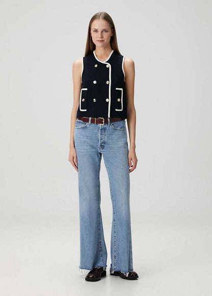 MJ Sleeveless Double-Breasted Wool-Blend Top