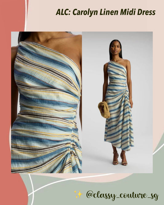 ALC Carolyn Linen Midi Dress in Isla Stripe