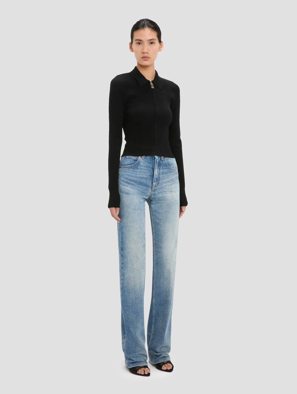 VB Mila Stretch-viscose blend Zipped Cardigan Top